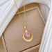 】 Pink 【 Star Moon Light Luxury Charm Gorgeous Full Diamond Necklace Women's Versatile Clavicle Chain Titanium Steel 【 】_ipsvogv.com