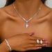 Women’s Jewelry Set Fashion Simple And Versatile Exquisite Claw Set Zircon Necklace Earrings Bracelet Set Bridal Wedding Dress Accessories_ipsvogv.com