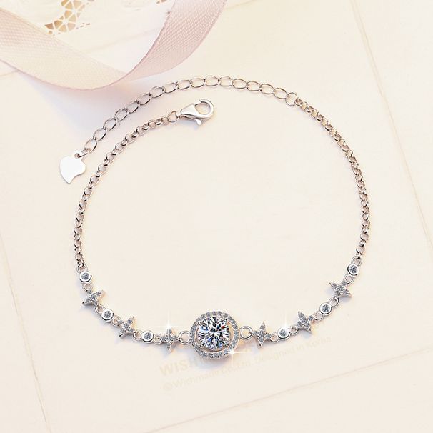 S925 Sterling Silver Women's Bracelet Light Luxury Style Push Pull Beads Temperament Bracelet Moissanite Jewelry_ipsvogv.com
