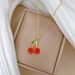 Steel 【 Titanium 】 Red Cherry Fruit Light Luxury Temperament Gorgeous Full Diamond Necklace Women's Versatile Collarbone 【 】_ipsvogv.com