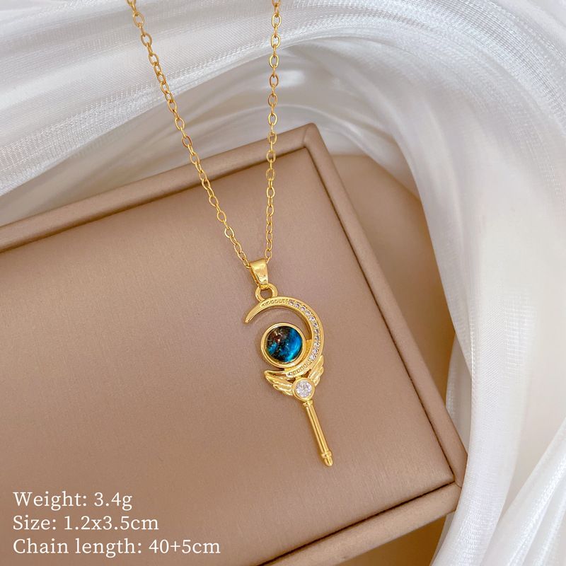 Magic 【 】 Wand Starry Sky Light Luxury Charm Gorgeous Full Diamond Necklace Women's Versatile Clavicle Titanium Steel 【 】_ipsvogv.com