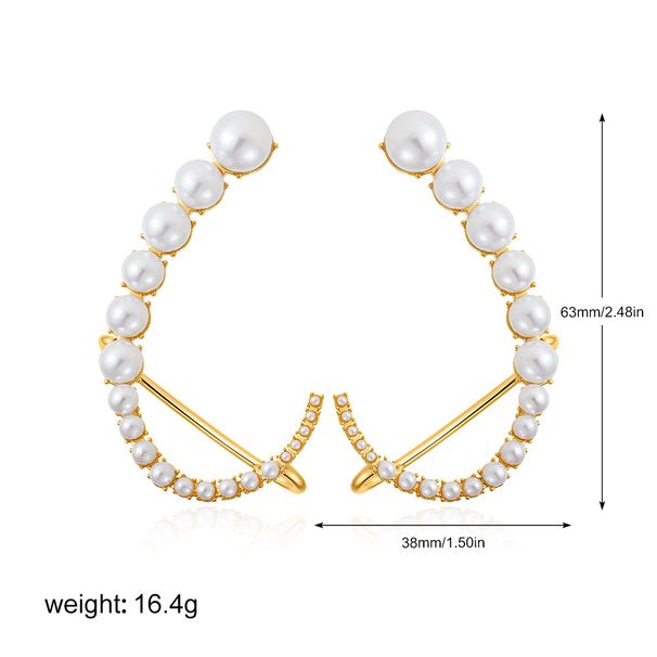 Unisex Light Luxury Arc Zircon Pearl Earrings For Women High End Symmetrical Fashion Earrings_ipsvogv.com