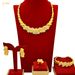 Gold bridal necklace Earrings Bracelet Ring jewelry set with gold diamonds_ipsvogv.com