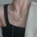 Crescent Pearl Bead Ribbon Star Heart Pull Necklace For Women Long Clavicle Chain Niche Design High-end Versatile_ipsvogv.com