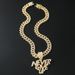 Hip Hop Alloy New NEVER GIVE UP Letter Full Diamond Pendant Cuban Necklace_ipsvogv.com