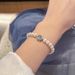 S Silver Sea Blue Treasure Natural Freshwater Pearl Bracelet, All Body Pure Silver, French Women's Light Luxury, Niche_ipsvogv.com