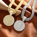 Sun Round Hip-Hop Personality Full Diamond Cuban Chain Pendant_ipsvogv.com