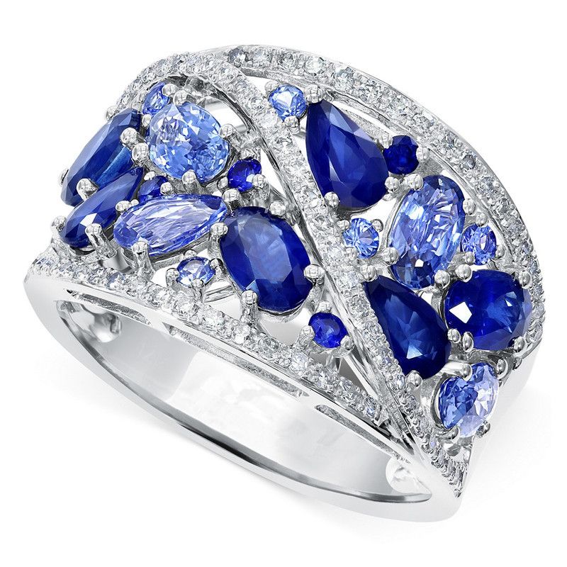 Cao Shi's New Recommendation Luxury Group Set Blue Zircon Hollow Out Ring For Women, Ball And Party Accessories_ipsvogv.com