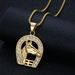 Hot Selling Hip-Hop Jewelry Titanium Steel Gold-Plated Diamond-Studded Horse Head Pendant Necklace_ipsvogv.com