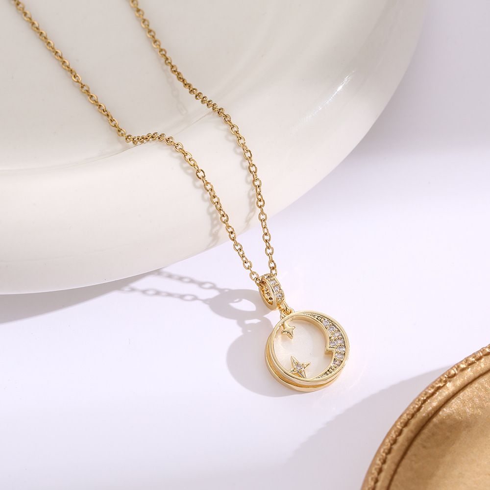 Star Moon Myth Shell Necklace Collar Chain Summer Design Sense Star Moon Mother Shell Necklace Light Luxury Versatile_ipsvogv.com