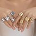 Irregular Smooth Opening Design Ring Set With Exaggerated Metal Wind Lava Rings_ipsvogv.com