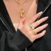 Vintage Style Winding Rotating Pearl Turquoise With Diamond Inlay, Light Luxury, Fashionable And Personalized Ring_ipsvogv.com