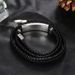 Leather Woven Men's Bracelet Bangle Simple Fashion Style Titanium Steel Jewelry_ipsvogv.com
