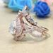 Sanjie's New Crown Water Drop Pear Shaped Plated With White Gold Zircon Horse Eye Engagement Women's Set Ring_ipsvogv.com