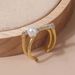 Unisex Simple And Fashionable Commuter Style Ring For Women Pearl Inlaid Zircon Ring Open Ring Fashionable Temperament Niche_ipsvogv.com