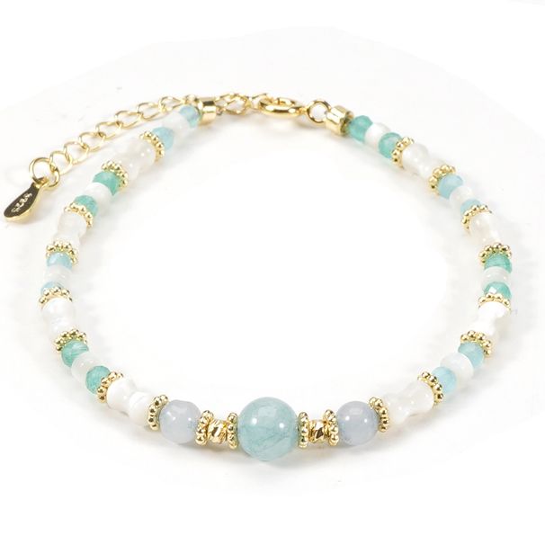 3mm Faceted Crystal Shell Hyacinth Round Beads Natural Stone Bracelet Necklace Set_ipsvogv.com