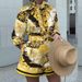 Women's printed long-sleeved blouse and shorts set two-piece_ipsvogv.com