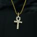 Hip Hop HIPHOP Jewelry Copper Gold Plated With Zircon Anka Cross Pendant Necklace For Men_ipsvogv.com
