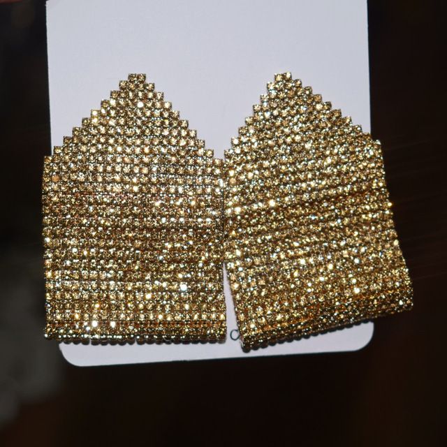 Street Photographer Double-layer Geometric Diamond Square Earrings Super Flash Novel Rhinestone Earrings High-end Niche Rhinestone _ipsvogv.com