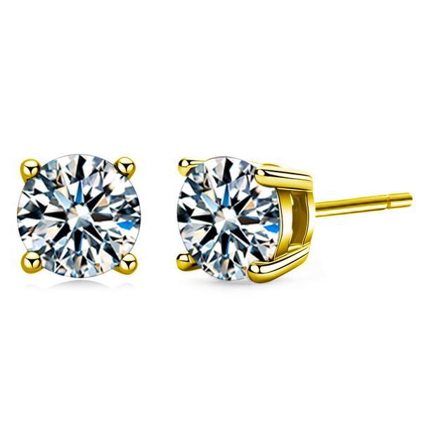 Women's Jewelry Moissanite Fashion Temperament Style Classic Six Claw Earrings 925 Sterling Silver Gold Plated Earrings_ipsvogv.com