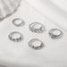 Hot Selling Fashion Micro Set Diamond Leaf Five Pointed Star 5-piece Combination Ring For Women_ipsvogv.com