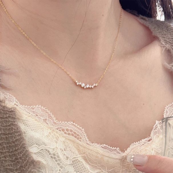 S Pure Silver Broken Diamond Smiling Zircon Necklace For Women, With A Simple And Versatile Design, Collarbone Chain,_ipsvogv.com