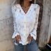 Women's Clothing lace V neck long sleeved tops _ipsvogv.com