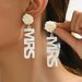 Japanese Korean niche fresh and sweet college style women's versatile acrylic design, English letter earrings, earrings_ipsvogv.com