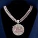 Rhinestone Letter Self Made Pendant 15MM Bubble Cuban Chain Necklace Hip Hop Trendy Men's Style_ipsvogv.com