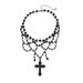 Gothic Style Dark Cross Necklace, Female Punk Crystal Bead Tassel Collar, Necklace_ipsvogv.com