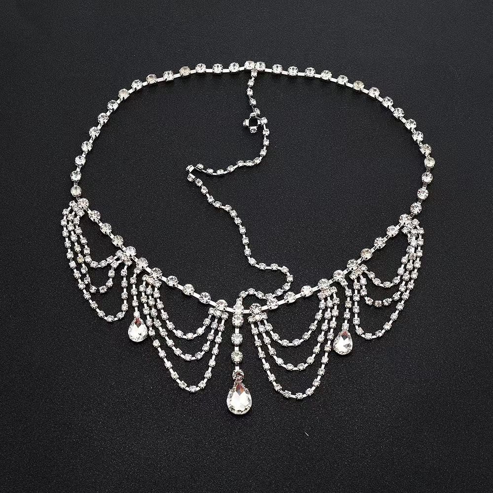 Exaggerated full diamond tassel water drop hair accessories bridal style forehead chain headband headband_ipsvogv.com