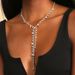 Hot Selling Rhinestone Studded Y-shaped For Women, Fashionable Crystal Sparkling Tassel Necklace Jewelry Choker_ipsvogv.com
