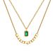 High End, Niche, Light Luxury Stainless Steel Double-layer Broken Gold, Green Zircon Pendant Necklace, Women's_ipsvogv.com