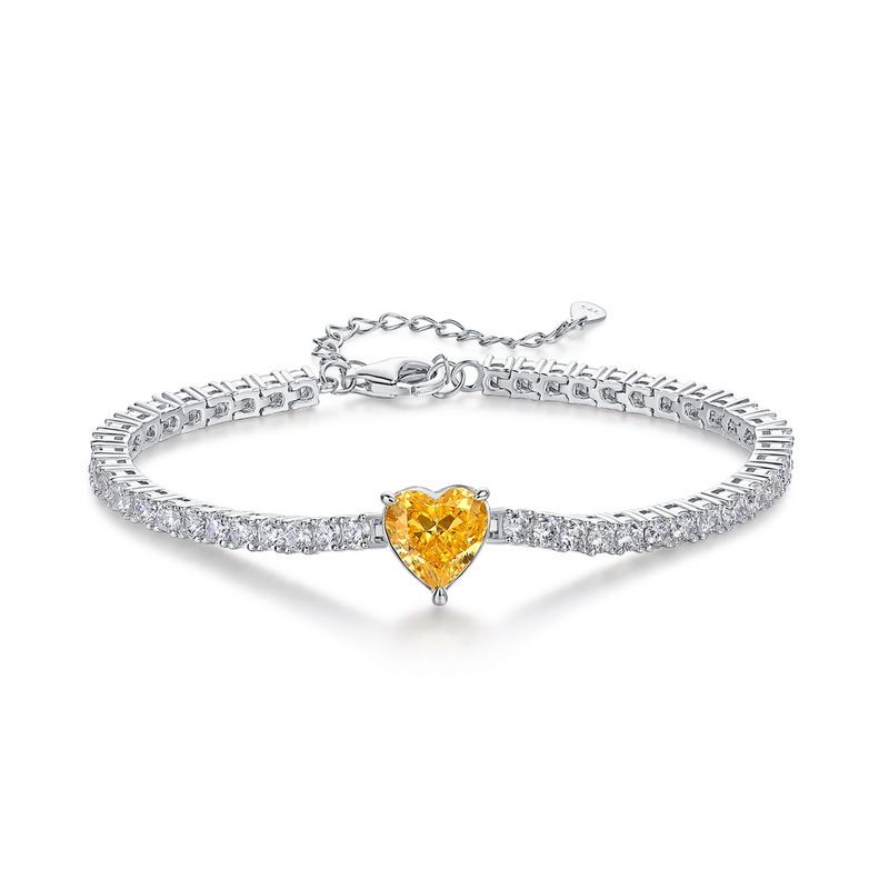Heart Shaped Simple Sterling Silver Bracelet Female S925 Silver Love Ice Flower Cut High Carbon Diamond Hand Jewelry_ipsvogv.com