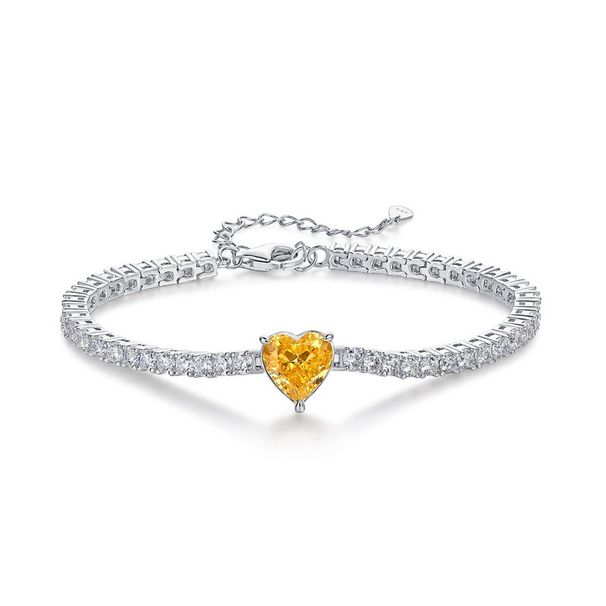 Heart Shaped Simple Sterling Silver Bracelet Female S925 Silver Love Ice Flower Cut High Carbon Diamond Hand Jewelry_ipsvogv.com