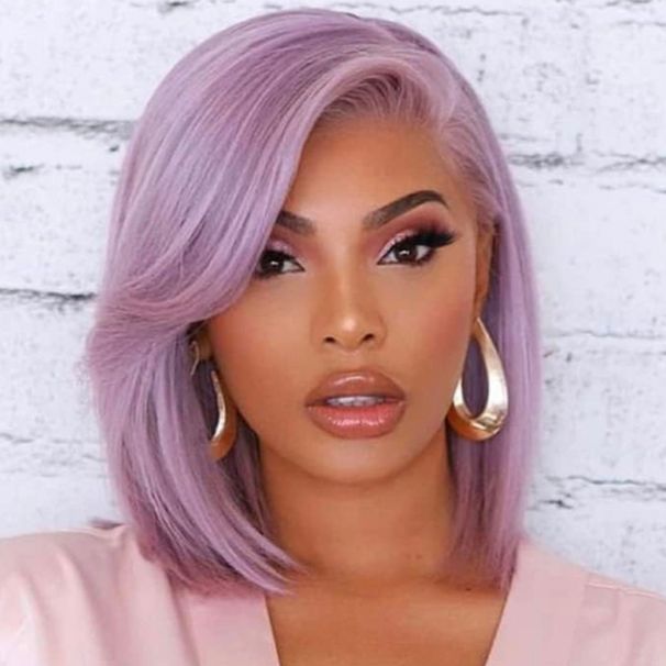 hot selling 12 Inch Purple Bob Hair For Women Synthetic FiberSide Part Short Straight Wigs Heat Resistant Colorful Party_ipsvogv.com