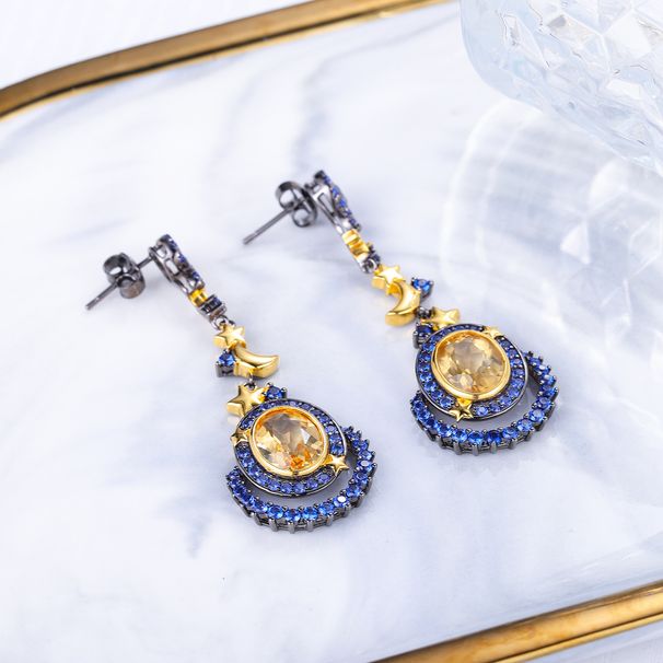 Designer New Medieval Style Earrings S925 Silver Natural Yellow Crystal Earrings High Quality Wholesale High Grade Earrings_ipsvogv.com