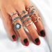 New Aircraft Moon Hollow Carved Leaves And Stars 11 Piece Joint Ring Set_ipsvogv.com