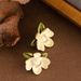 Forest Sweet Fresh Fairy Style Baked Paint Gardenia With Gentle, Simple And High-end Temperament, Silver Needle Earrings_ipsvogv.com