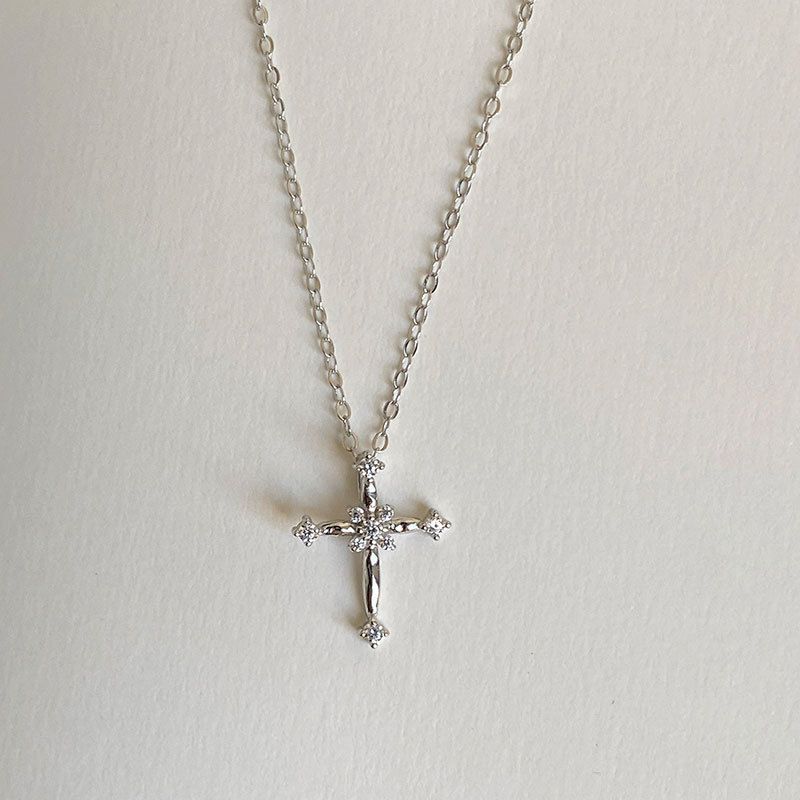 Cross Necklace For Women, Light Luxury, Niche Design, Full Diamond Collarbone Chain, Temperament, Stainless Steel_ipsvogv.com