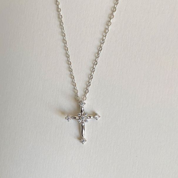 Cross Necklace For Women, Light Luxury, Niche Design, Full Diamond Collarbone Chain, Temperament, Stainless Steel_ipsvogv.com