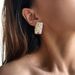 Real Gold Electroplated Titanium Steel Polished Square Zircon Fashionable Dancer Gold And Silver Earrings_ipsvogv.com