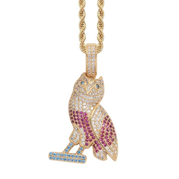 Pendants & Charms Owl Pendant Personality Animal Creative Full Zircon Color Hip Hop Necklace_ipsvogv.com