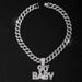 Unisex Hot Selling Hip Hop Letter Necklace Men's Retro Personality Alloy Full Diamond 90'S BABY Pendant_ipsvogv.com