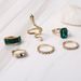 New Jewelry Creative Diamond Green Snake 6-piece Set Personalized Joint Ring_ipsvogv.com