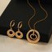 Women's Jewelry Set Simple High End Personality Retro Round Double Circle Micro Inlaid Necklace Earrings Jewelry Set_ipsvogv.com