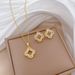 【 Titanium Steel 】 Necklace Earring Light Luxury Full Diamond Four Leaf Flower Zircon Personalized Temperament Banquet_ipsvogv.com