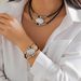 Double Layered Metal Curved With Ethnic Style Relief Pendant, Beaded Heart-shaped Collarbone Necklace_ipsvogv.com