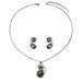 Geometric style personalized inlaid rhinestone earrings necklace set, niche and high-end, collarbone chain for women_ipsvogv.com
