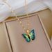 【 】 Dazzling Blue Butterfly Light Luxury Charm Gorgeous Full Diamond Necklace Women's Versatile Clavicle Titanium Steel_ipsvogv.com